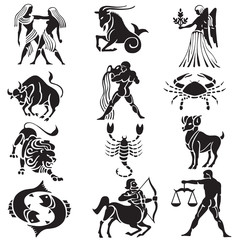 zodiac sign vector silhouettes - obrazy, fototapety, plakaty