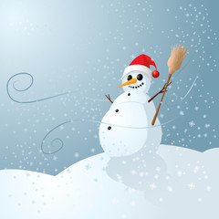 snowman and snow