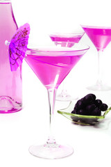 wine glass with coctail and olives