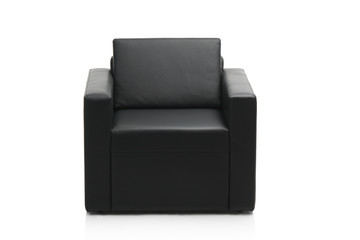 Image of a modern black leather armchair