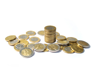 Coins isolated on white background