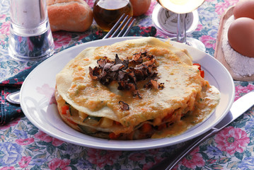 Timballo di crespelle verdure e tartufo - Primi Toscana