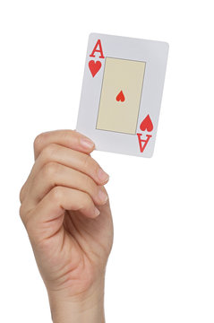 Hand with the ace of hearts
