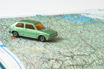 Obraz premium model car on map