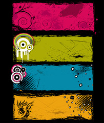 Set of colorful attractive grungy emo banners vector