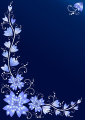 Vertical floral background. Blue