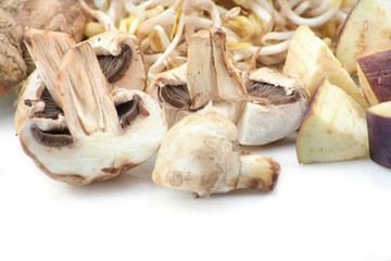 Sliced of fresh champignon mushroom