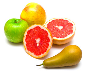Naklejka na ściany i meble pear, grapefruit and apples