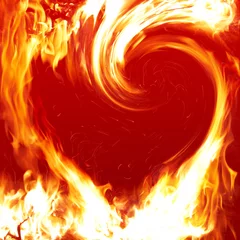 Papier Peint photo autocollant Flamme Coeur de feu
