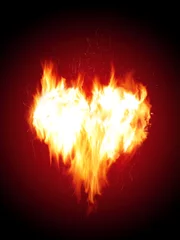 Papier Peint photo Lavable Flamme Coeur de feu