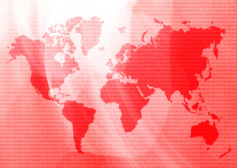 Fototapeta na wymiar Weltkarte mit roten Kontinenten und abstraktem Hintergrund