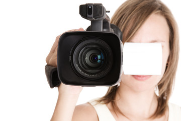 woman with camcorder