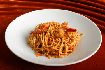 Paste with shrimps.