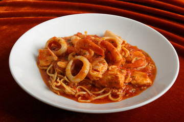 Paste with seafoods.
