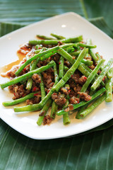 Asian style stir-fried string beans with beef - 10649130