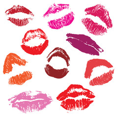 Set of lipstick kisses