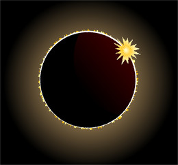 Total Solar Eclipse with Diamond Ring Effect Glowing
