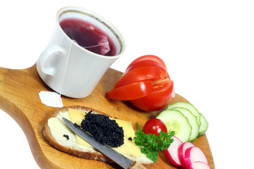 Breakfast with tea.