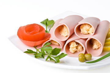 Rolls from sausage and cheese