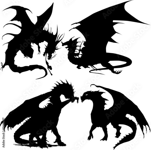 dragons silhouettes vector stock image and royalty free vector