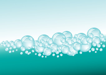 Abstract background with bubbles in the layer of water. Vector.