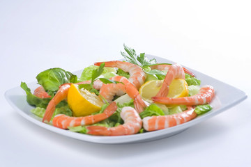 delicious salad of fresh prawns