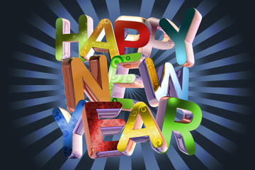 Illustration os Happy New Year with 3d text