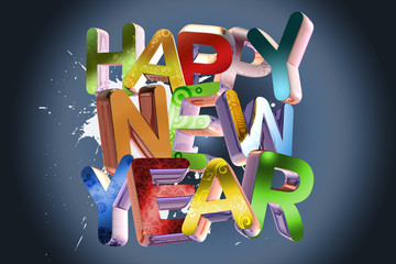 Illustration os Happy New Year with 3d text