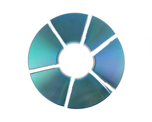 Broken cd isolated on white background