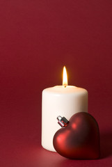 Christmas Candle and Red Heart Ornament