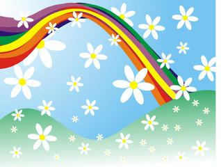 Fototapeta na wymiar flores y arcoiris