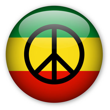 Rasta Flag button with Peace Symbol