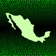 Fototapeta na wymiar Mexico map over binary code