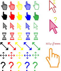 mouse pointers, arrow hand finger
