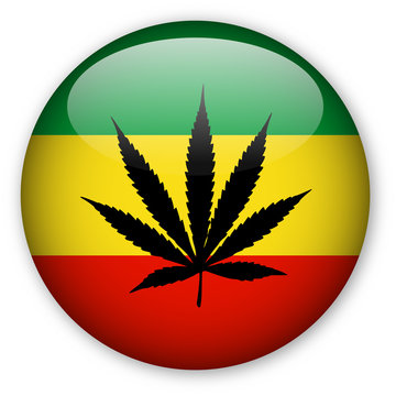 Rasta Flag Button with Cannabis Leaf