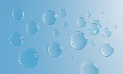 great number of transparent bubbles on a blue background