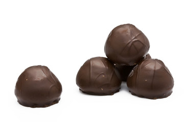 Chocolates on white