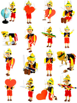 Collection of wooden puppets