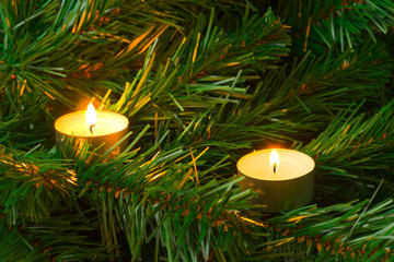 Obraz na płótnie Canvas Candles and christmas tree