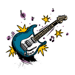 guitar drawing vector