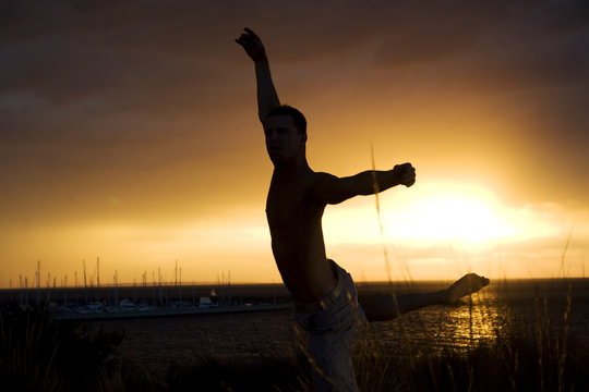 Male dancer at sunset