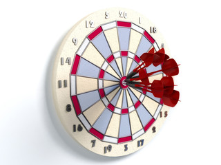 Obraz premium darts hitting directly in bulls eye