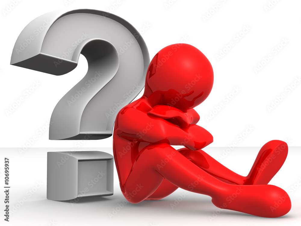 Poster man with question