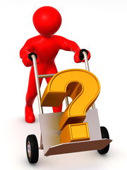 Man with question on truck