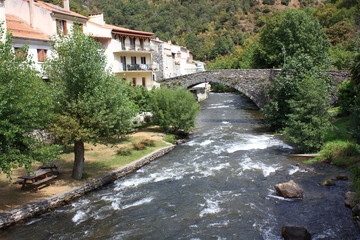 Fototapeta na wymiar Pont sur la rivière Aude,Axat