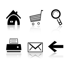 Set of 6 black and white icons.