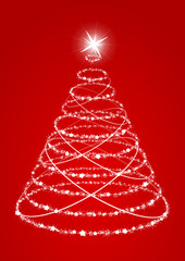 merry christmas tree, red background
