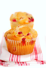 Cranberry muffins on napkin
