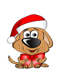 a cute puppy dog in christmas attire