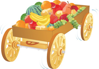 Wooden carriage with fruits